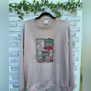 Light Pink Graphic Farmer Market Sweatshirt
